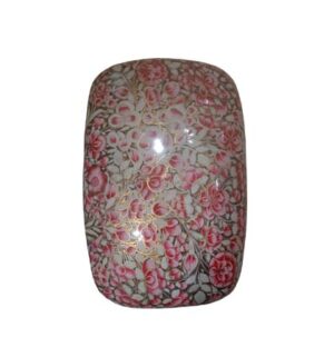 This Paper Machei Trinket Box is is designed with pink floral attributes with gold veins.